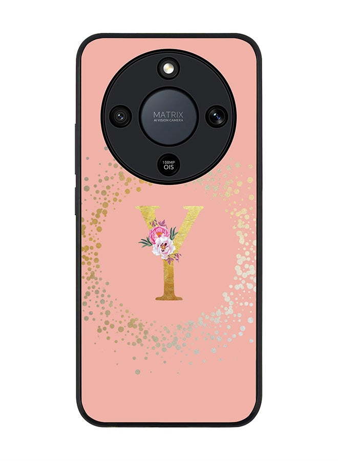 For Honor X9d / Magic8 Lite / X70 Case,Slim fit Camera Protection, Shockproof Thin Phone cover  - Custom Monogram Floral - Y  (Rose Pink )